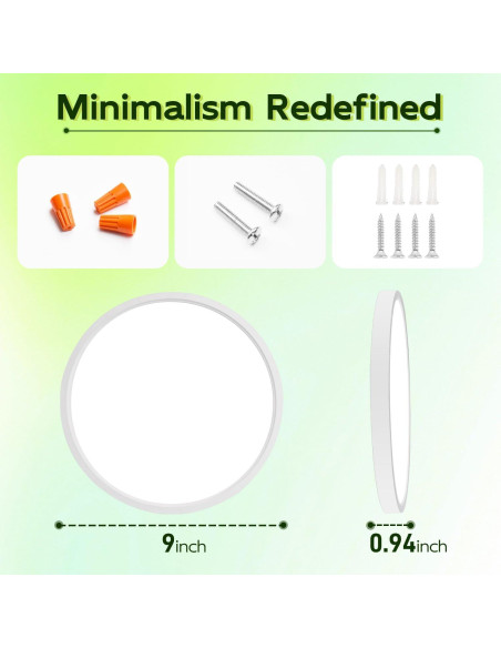 Luz LED Redonda Plana Hykolity 18W 1800LM 3CCT 22.86cm Blanca