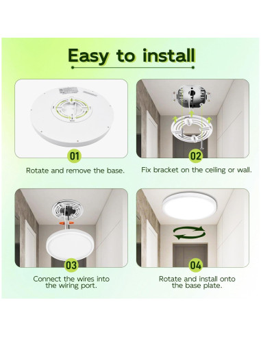 Luz LED Redonda Plana Hykolity 18W 1800LM 3CCT 22.86cm Blanca