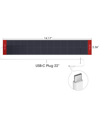 Panel Solar USB-C Canisteo 38.5x6.1cm para Persianas
