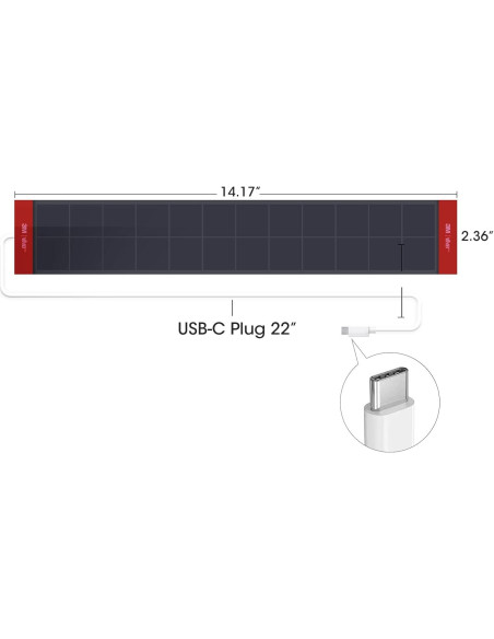 Panel Solar USB-C Canisteo 38.5x6.1cm para Persianas