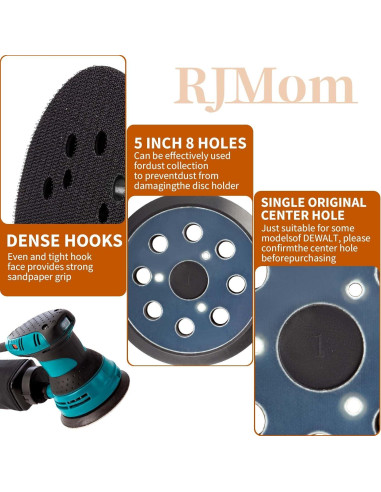 Almohadilla de Lijadora 5" Universal RJMom 8 Agujeros