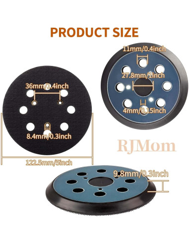 Almohadilla de Lijadora 5" Universal RJMom 8 Agujeros