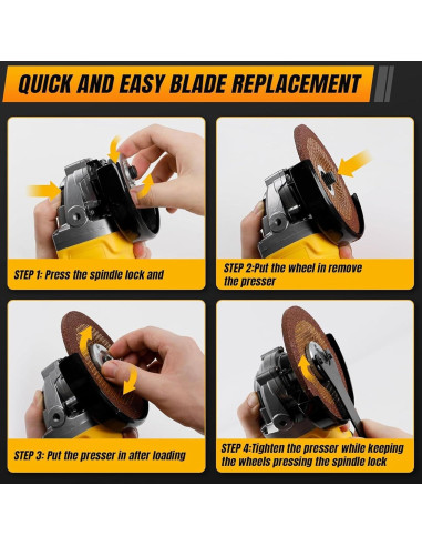 Amoladora Angular Inalámbrica Yutesiri 20V 11000RPM 3 Cuchillas