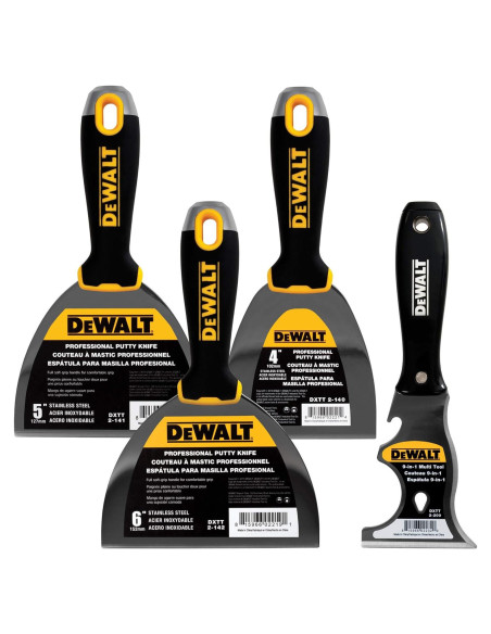 Cuchillos de Masilla DEWALT Acero Inoxidable 3 Piezas + Multitool Cuchillos de Masilla DEWALT Acero Inoxidable 3 Piezas + Multitool