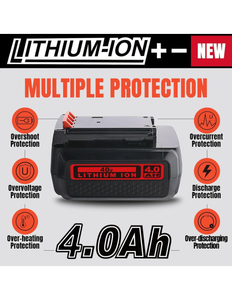 Batería Li-ion 40V 4.0Ah Prezoye para Black & Decker