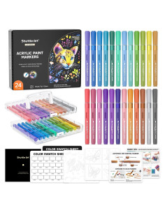 Marcadores de Pintura Acrílica Shuttle Art 24 Colores Metálicos