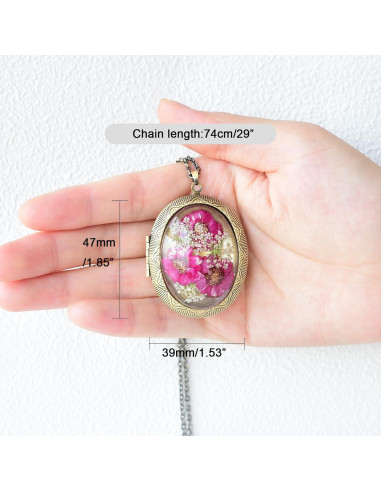 Collar de Medallón Vintage Hecho a Mano con Flor Prensada - Margarita