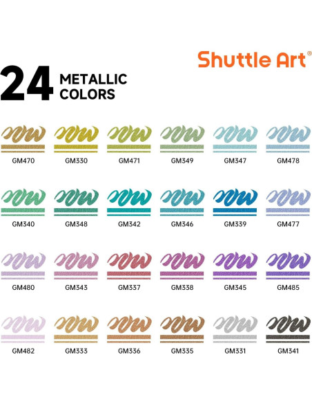 Marcadores de Pintura Acrílica Shuttle Art 24 Colores Metálicos