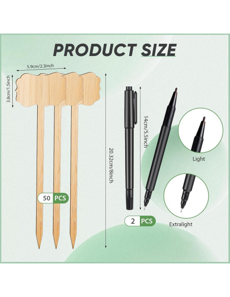 50 Etiquetas de Planta de Bambú Jingmore 20.32 cm Impermeables