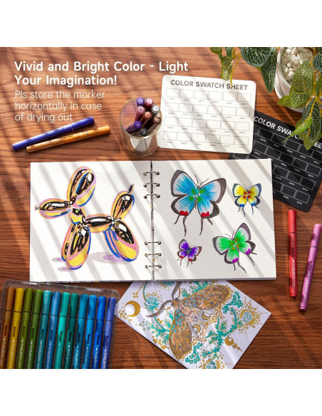 Marcadores de Pintura Acrílica Shuttle Art 24 Colores Metálicos