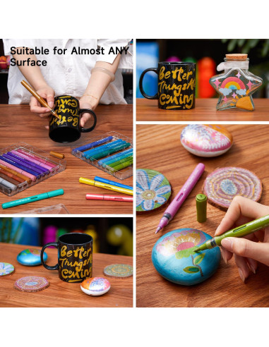 Marcadores de Pintura Acrílica Shuttle Art 24 Colores Metálicos