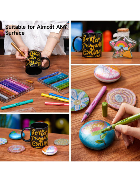 Marcadores de Pintura Acrílica Shuttle Art 24 Colores Metálicos