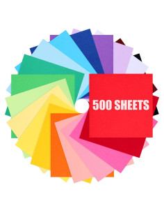 Papel de Origami Koogel 500 Hojas 15x15 cm Doble Cara 20 Colores