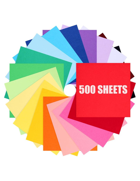 Papel de Origami Koogel 500 Hojas 15x15 cm Doble Cara 20 Colores