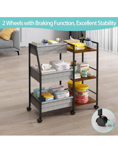 Carro Organizador de Pañales Marbyraz 3 Niveles Móvil Gris