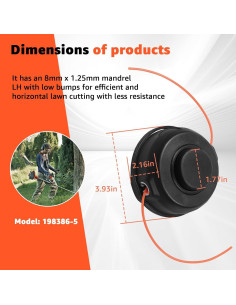 Cabeza de Recortadora Aomitop 198386-5 y Línea 0.095" (85.34 m) 2