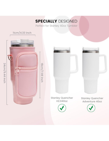 Bolsa Portavasos DCLMALL para Taza Stanley 40 oz Rosa