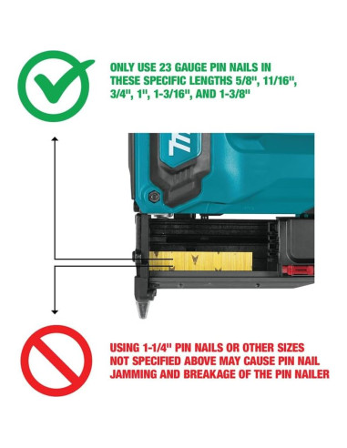 Clavadora de Pasadores Inalámbrica Makita XTP02Z 18V 23 Gauge