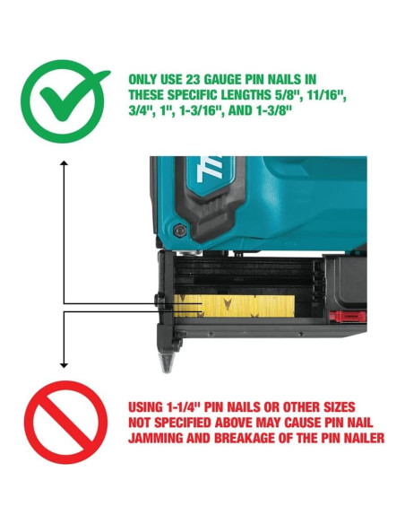 Clavadora de Pasadores Inalámbrica Makita XTP02Z 18V 23 Gauge