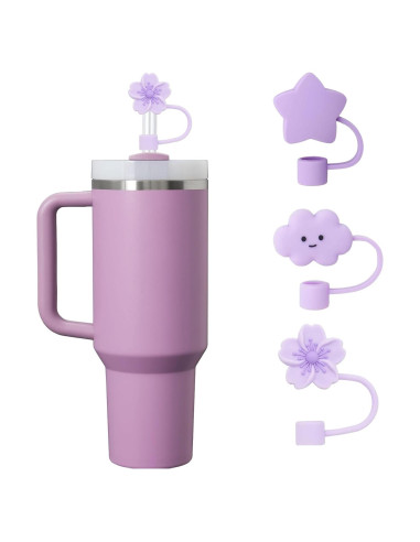 Cubiertas de Popote Oathast Púrpura 3 Pcs Silicona 1cm