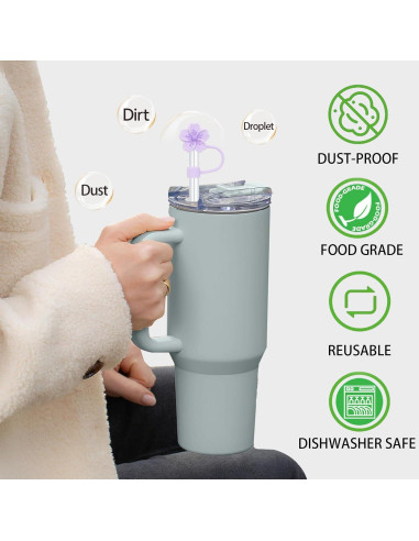 Cubiertas de Popote Oathast Púrpura 3 Pcs Silicona 1cm