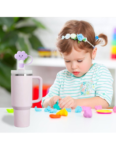 Cubiertas de Popote Oathast Púrpura 3 Pcs Silicona 1cm