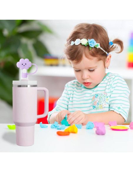 Cubiertas de Popote Oathast Púrpura 3 Pcs Silicona 1cm