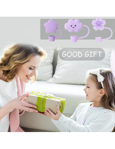 Cubiertas de Popote Oathast Púrpura 3 Pcs Silicona 1cm