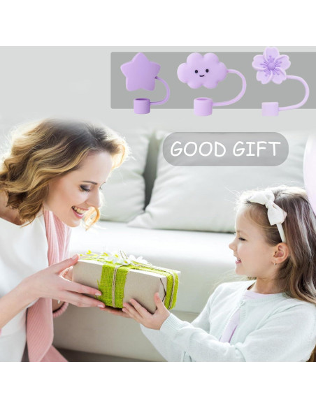 Cubiertas de Popote Oathast Púrpura 3 Pcs Silicona 1cm