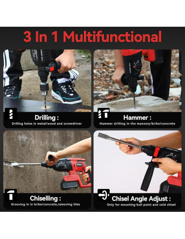 Taladro de Martillo Rotativo Inalámbrico Alrigon 18V 2.6J