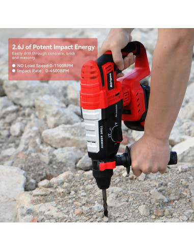 Taladro de Martillo Rotativo Inalámbrico Alrigon 18V 2.6J