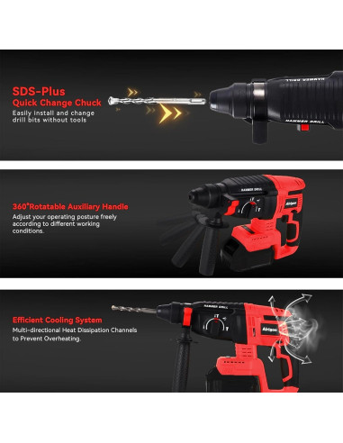 Taladro de Martillo Rotativo Inalámbrico Alrigon 18V 2.6J