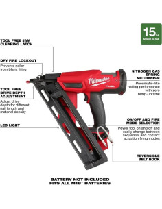 Clavadora de Acabado Milwaukee M18 Fuel 15 Calibres 2
