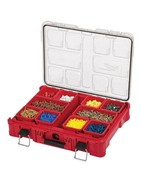Organizador Packout Milwaukee Tool 10 Compartimentos IP65 Rojo Organizador Packout Milwaukee Tool 10 Compartimentos IP65 Rojo