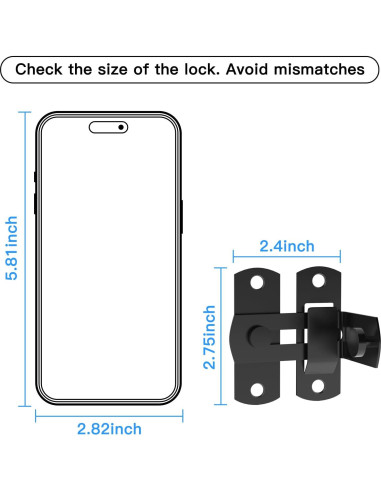 Pestillo de puerta de granero L'aimefois 90 negro 6.99x7.49cm