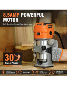 Router de Madera Alloyman 950W 30000 RPM 6 Velocidades 2