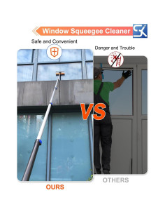 Raspador de Ventanas Telescópico SKGPOLE 5-19 Pies 2 en 1 2