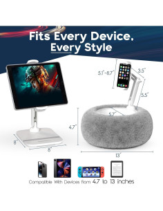 Soporte de Almohada 2-en-1 ShoppingAll para Tabletas 4.7-13" Gris 2