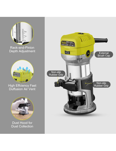 Router Eléctrico DEWINNER 710W 13000-33000 RPM 6 Velocidades