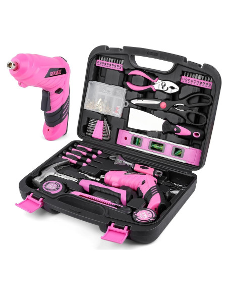 Kit de Herramientas Rosa 143 Pzs DOWELL con Destornillador 3.6V