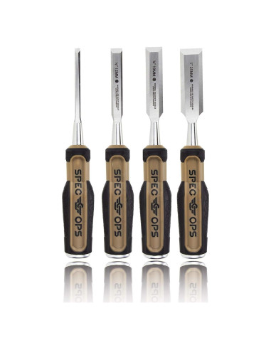 Juego de Cinceles de Madera Spec Ops - 4 Piezas Acero Alto Carbono