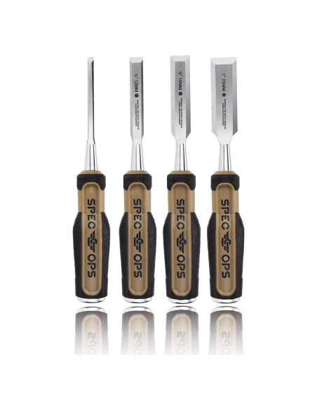 Juego de Cinceles de Madera Spec Ops - 4 Piezas Acero Alto Carbono