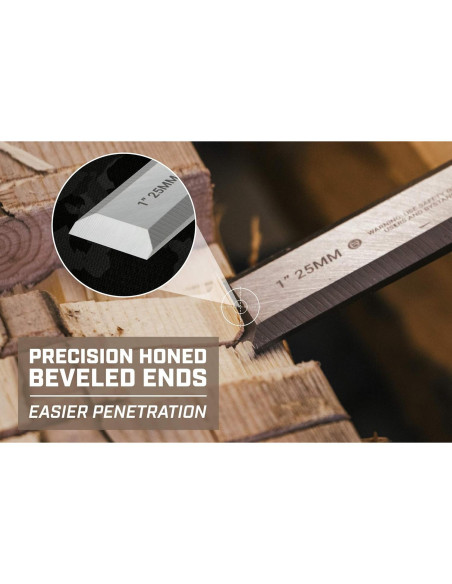 Juego de Cinceles de Madera Spec Ops - 4 Piezas Acero Alto Carbono