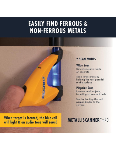 Detector de Metales Mano Zircon MetalliScanner m40 LED IP54