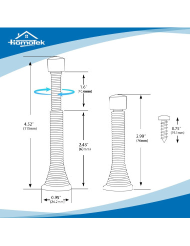 Topes de Puerta Telescópicos HOMOTEK 2 Piezas Brass Antiguo