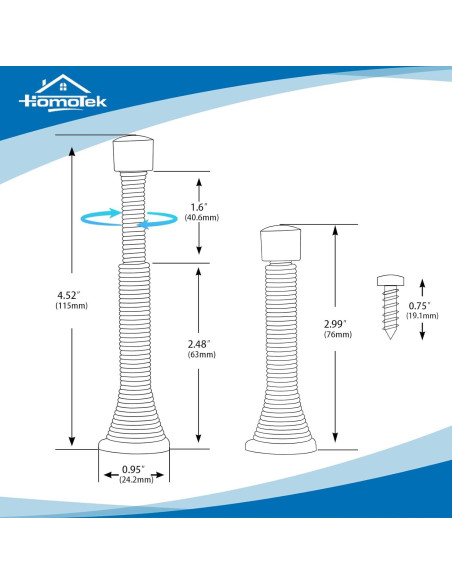 Topes de Puerta Telescópicos HOMOTEK 2 Piezas Brass Antiguo