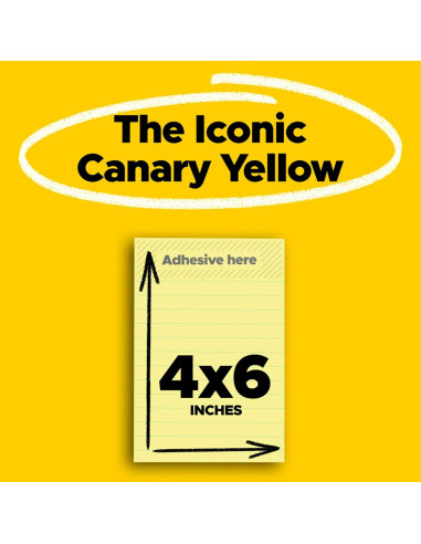Notas Post-it Amarillo Canario 10.16x15.24 cm 5 Blocs 100 Hojas