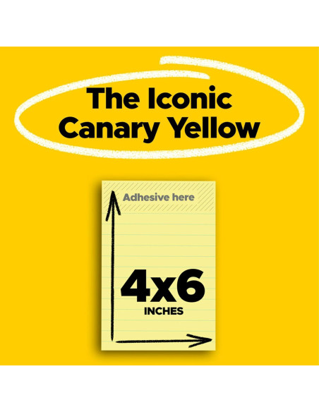 Notas Post-it Amarillo Canario 10.16x15.24 cm 5 Blocs 100 Hojas
