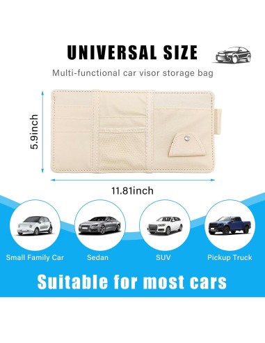 Organizador de Visera de Sol para Auto Augeny Beige - Almacenamiento PU