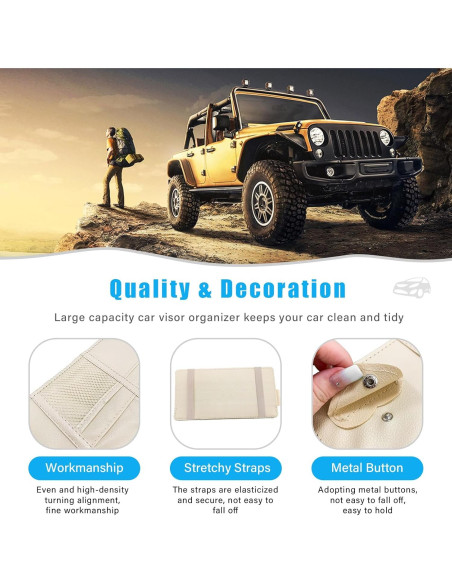 Organizador de Visera de Sol para Auto Augeny Beige - Almacenamiento PU